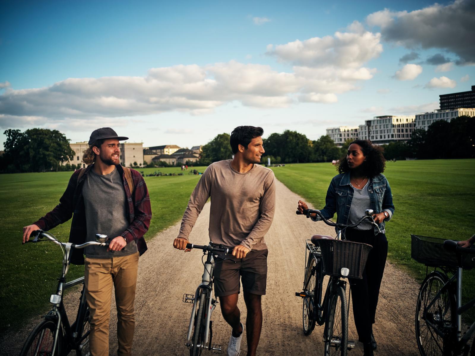 3 Leute mit Bike